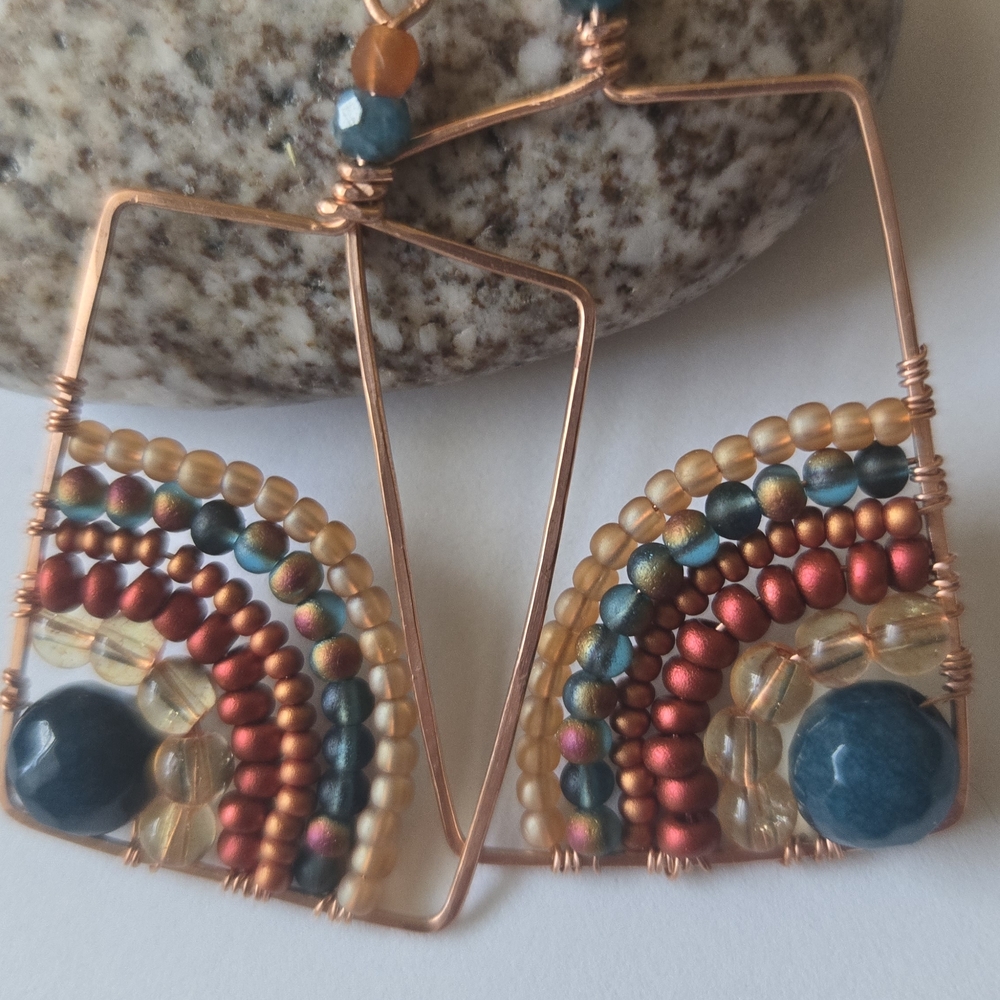 Multicolor Beaded Wire Earrings